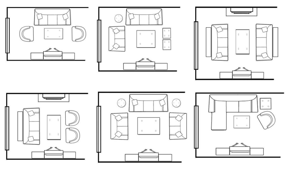План расстановки мебели в гостиной