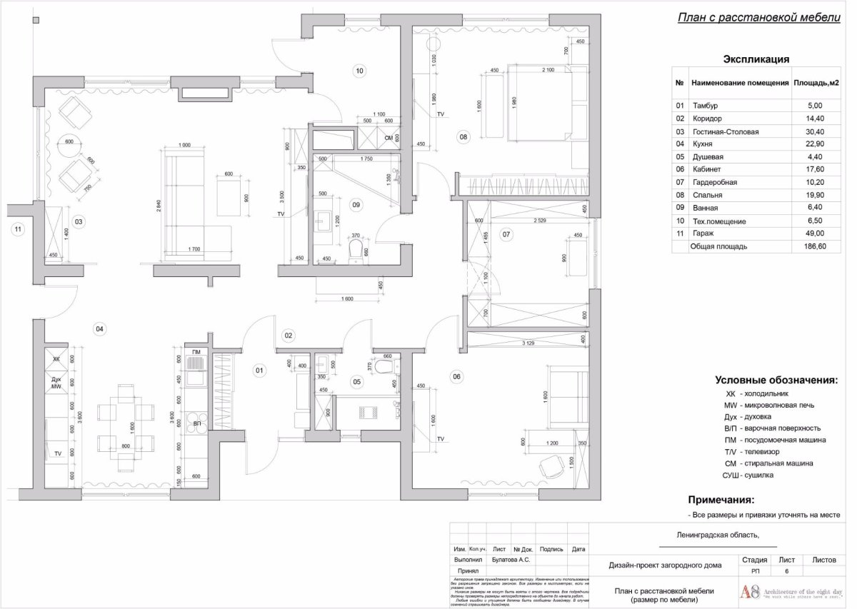 План расстановки мебели чертеж