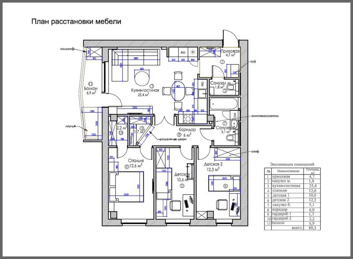 План расстановки мебели