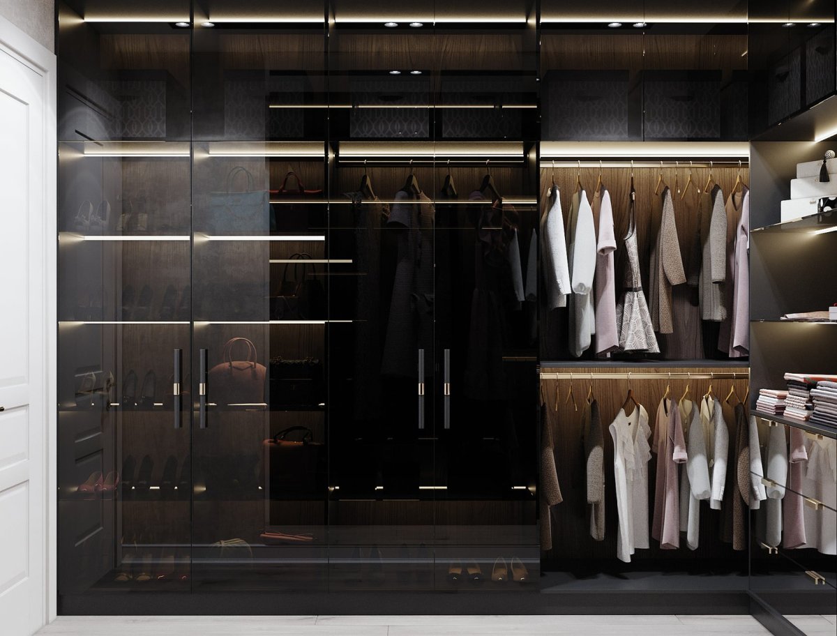 Шкаф для гардероба со стеклянными дверцами