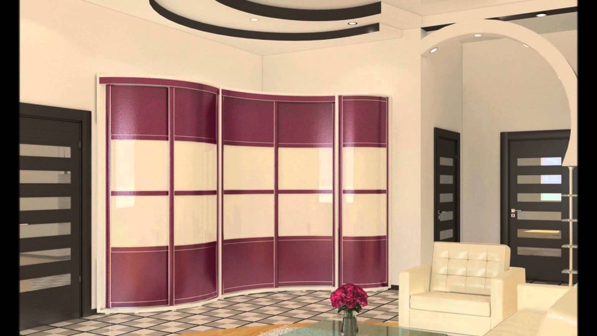 Радиальный шкаф купе в гостиную