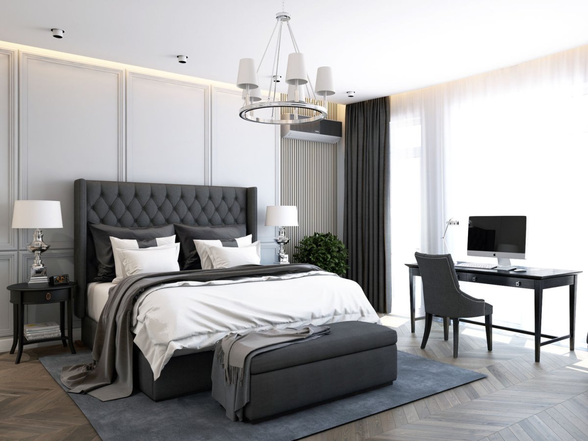 Спальня черно белая Неоклассика