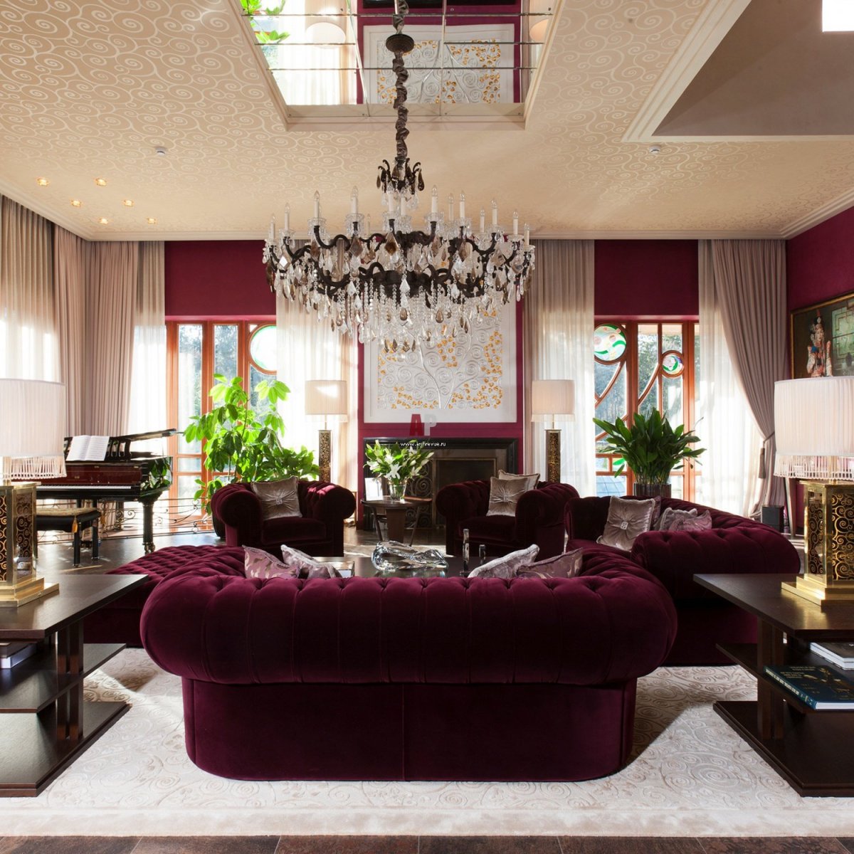 Арт-деко в интерьере бордовый