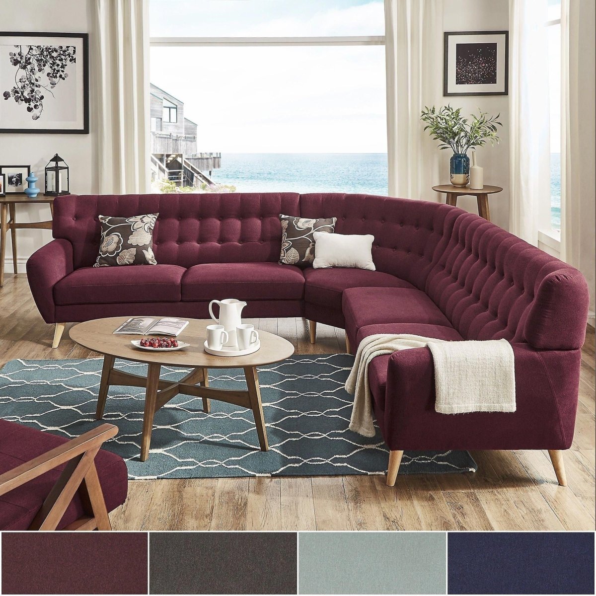 Круглый диван фиолетовый