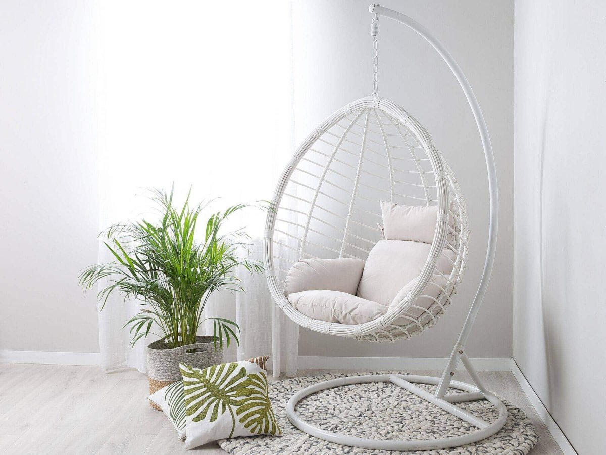 Кресло подвесное из ротанга белое giardino