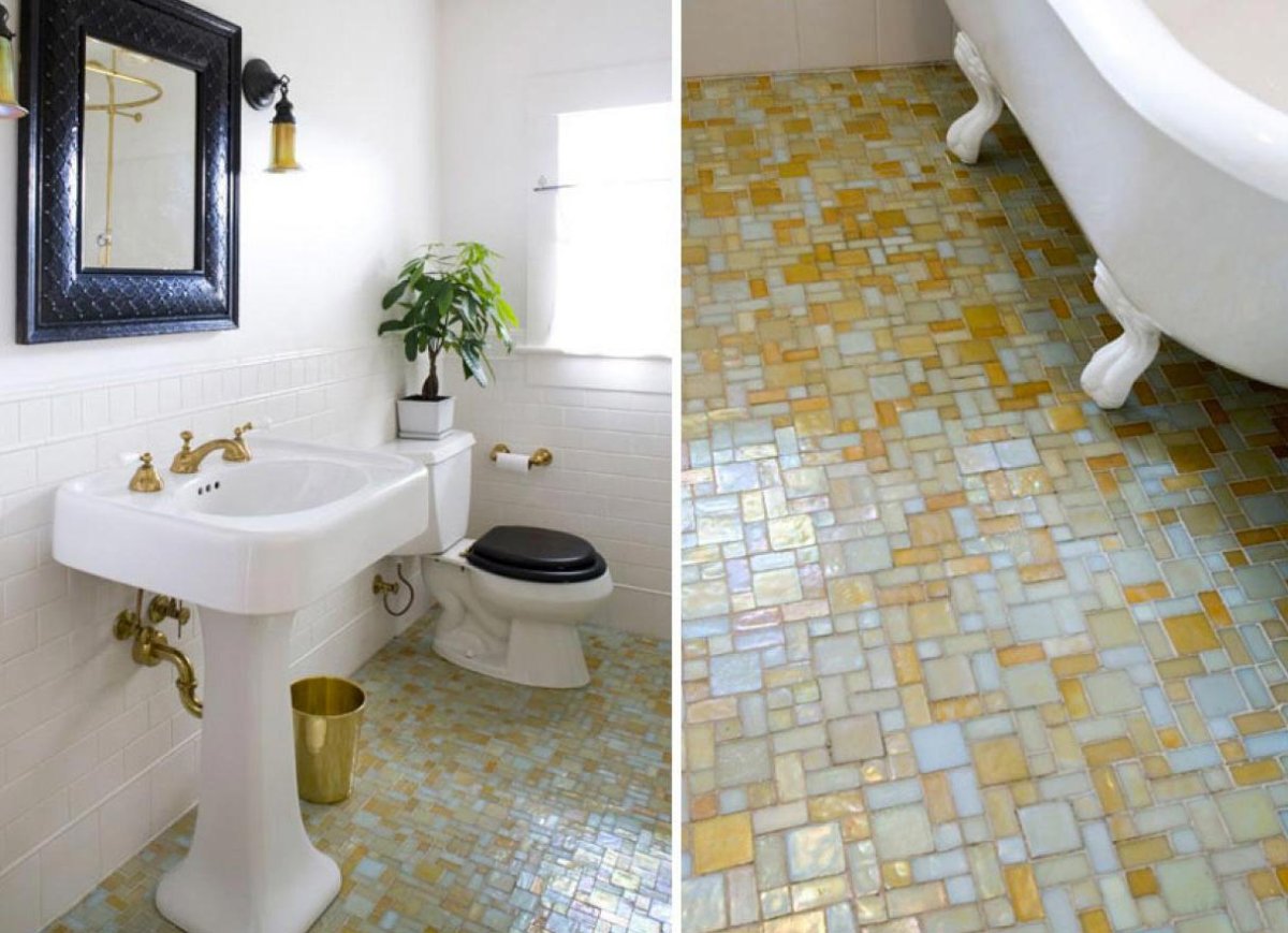 Мозаика на полу в ванной