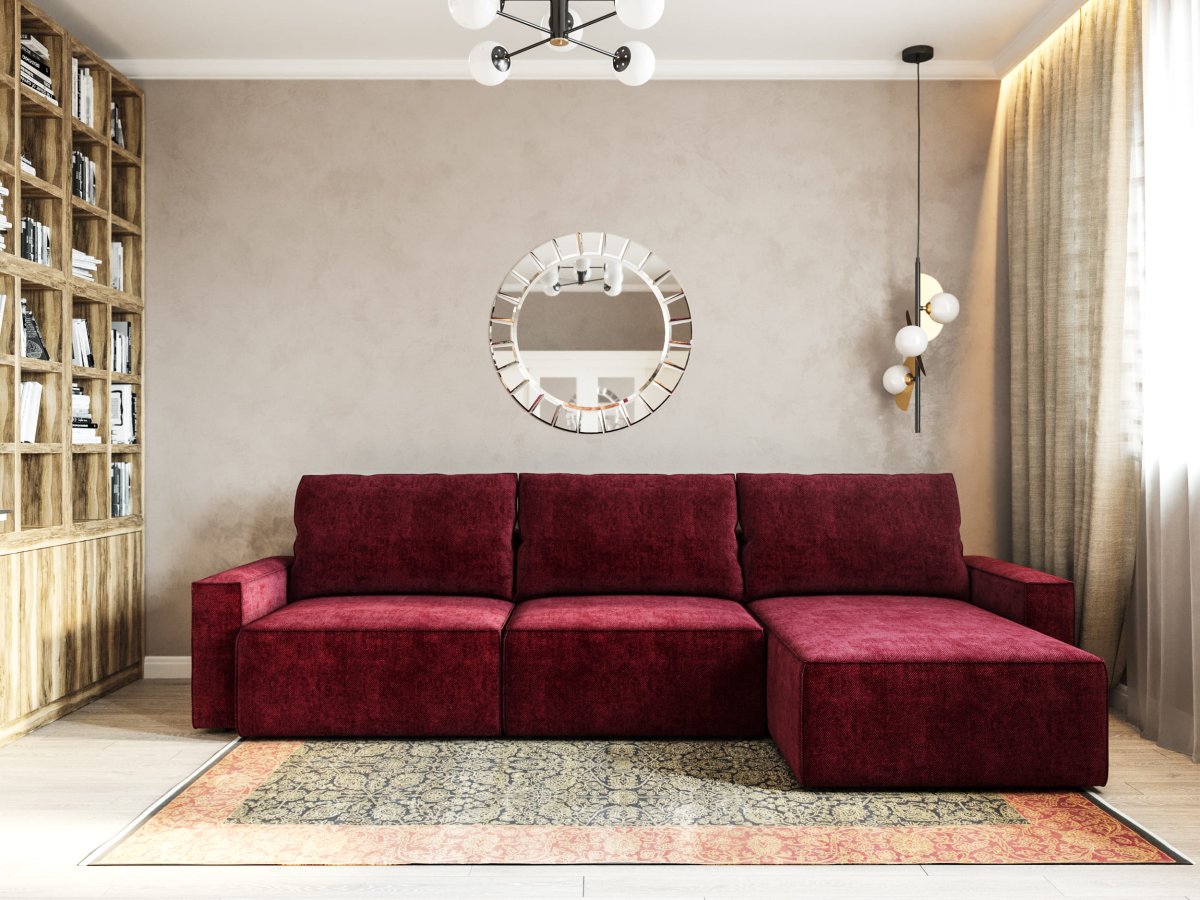 Бордовый модульный диван