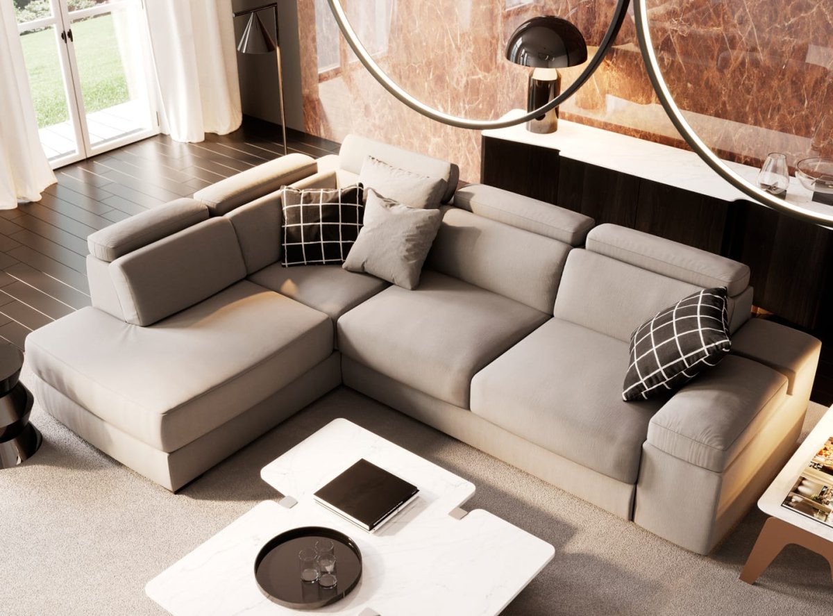 Модульный диван с оттоманкой в интерьере