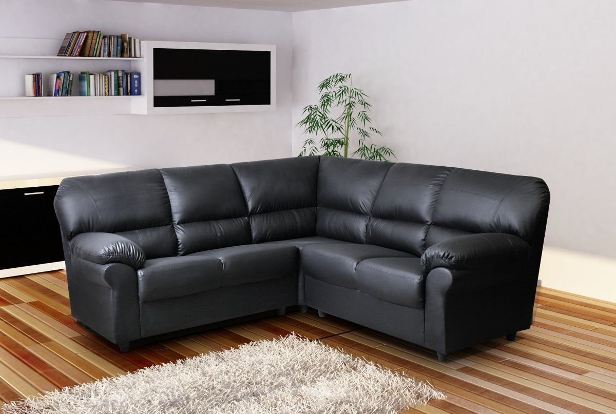Black Leather Corner Sofa