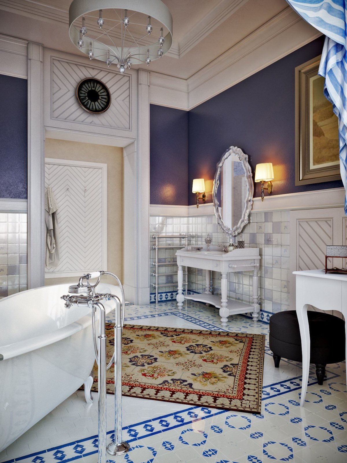 Ванная в стиле французской классики