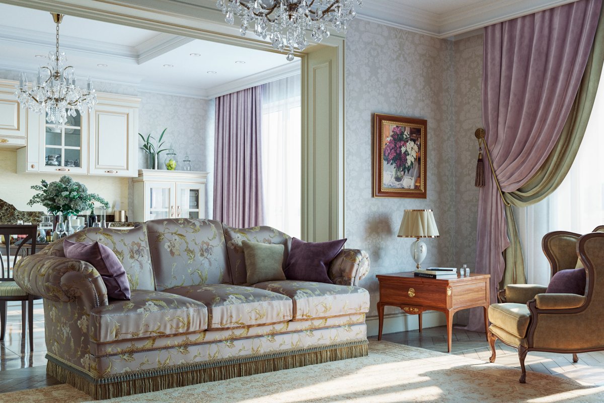 Интерьеры квартир с классическим диваном