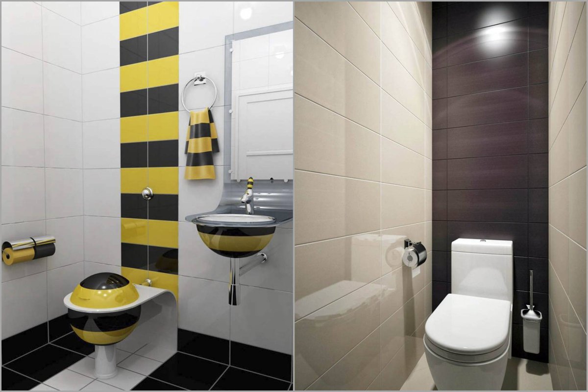 Желто черная плитка в ванной
