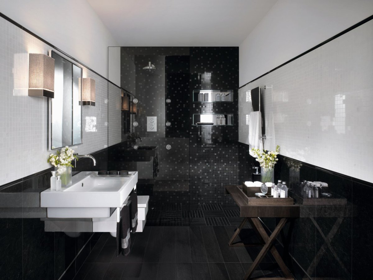 Dark Black Marble Bathroom плитка