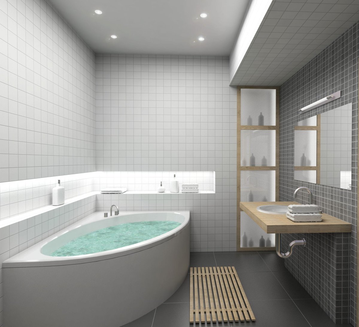 Ванная комната с угловой ванной