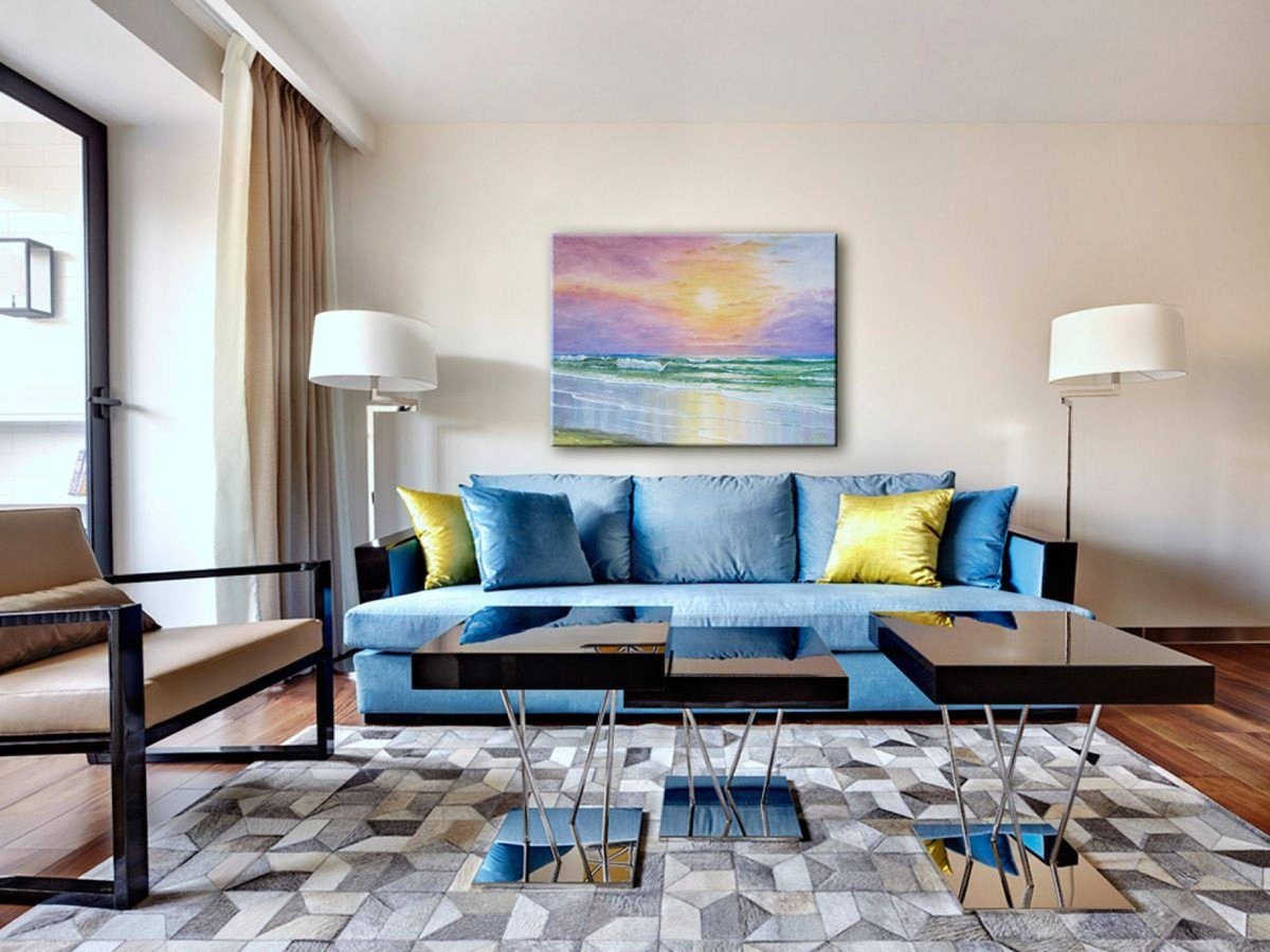 Палитра сочетаемых цветов синий диван в интерьере