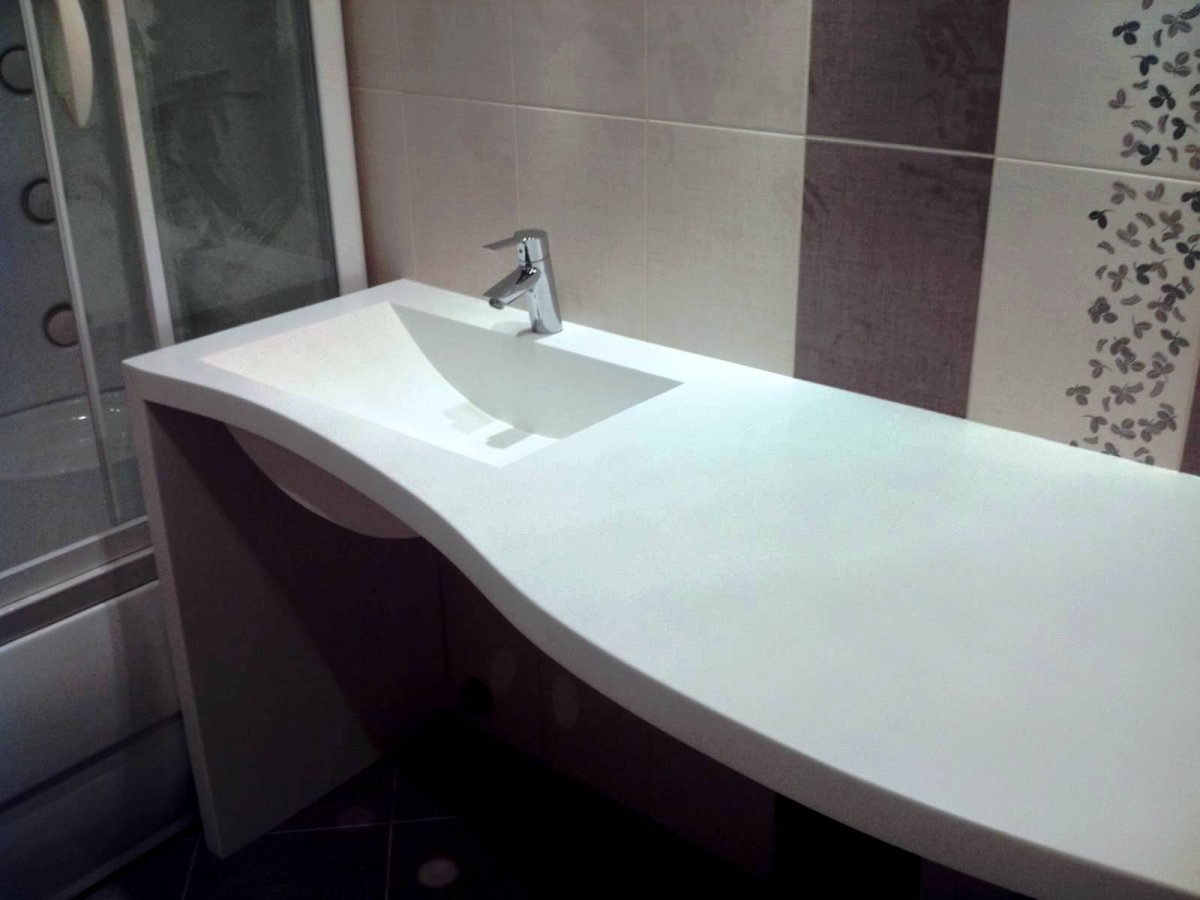 Акриловая столешница для ванной с раковиной