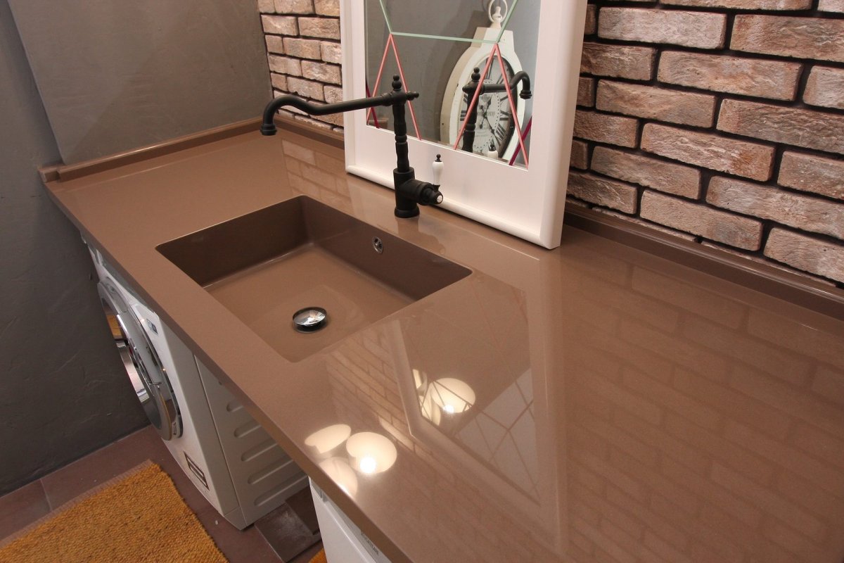 Интегрированная раковина из искусственного камня 200см