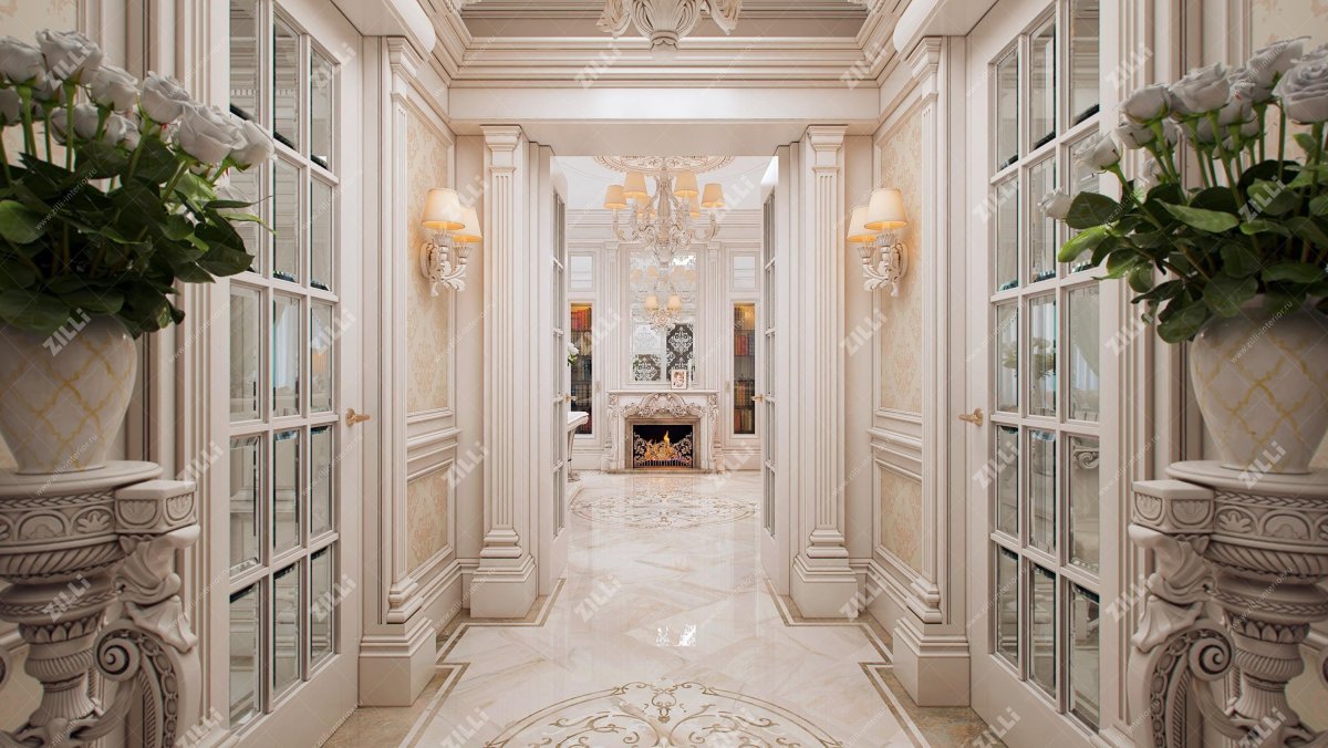 Холл с колоннами в классическом стиле