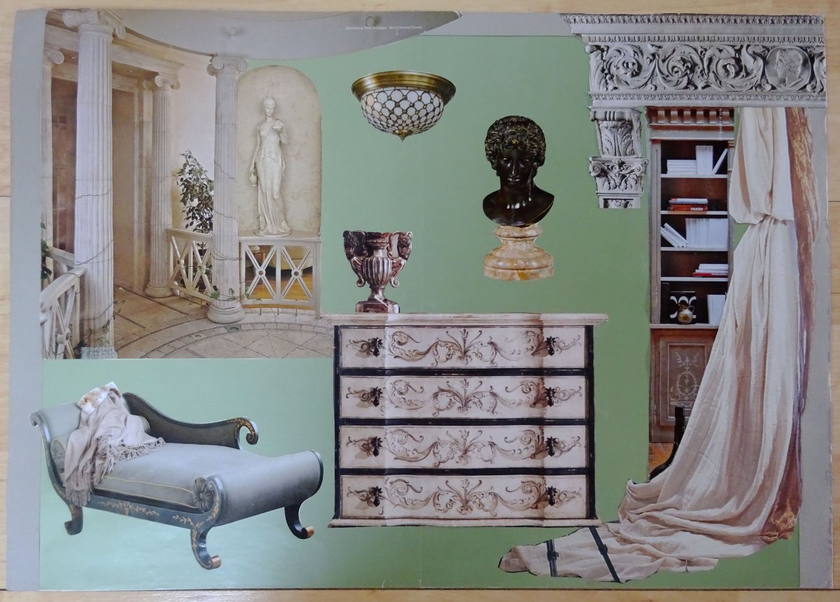 Коллаж интерьера в стиле классицизм