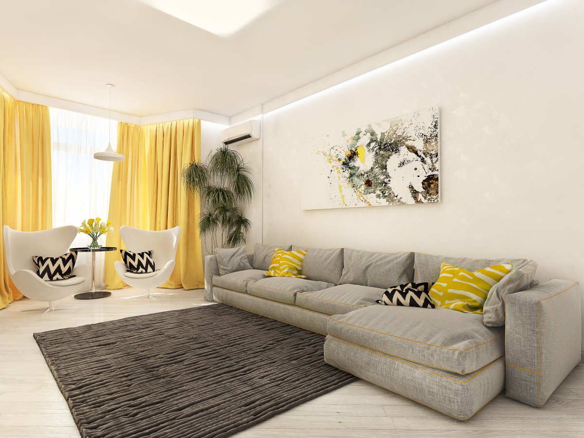 Гостиная в солнечных тонах