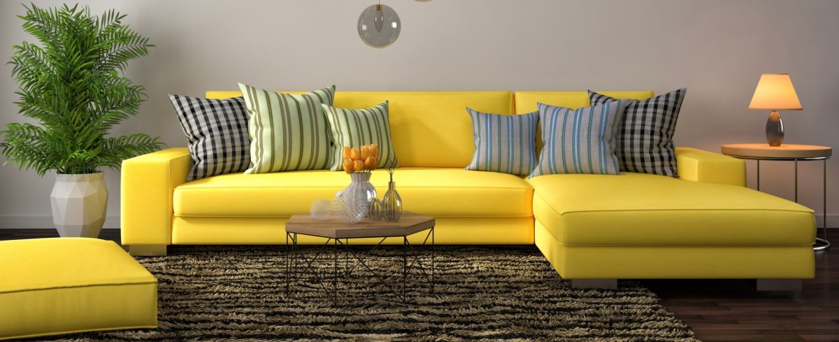 Желтый диван в интерьере