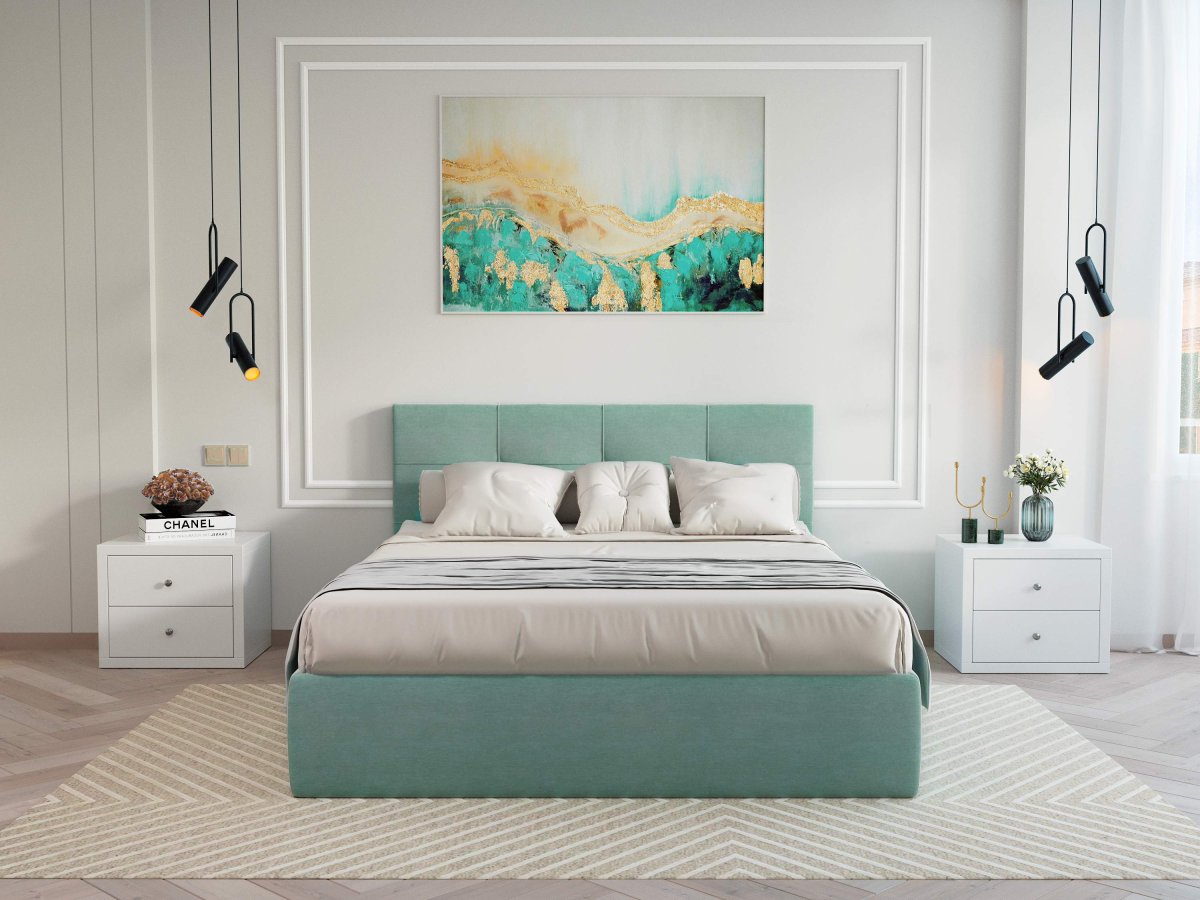 Кровать с подъемным механизмом цвет мятный