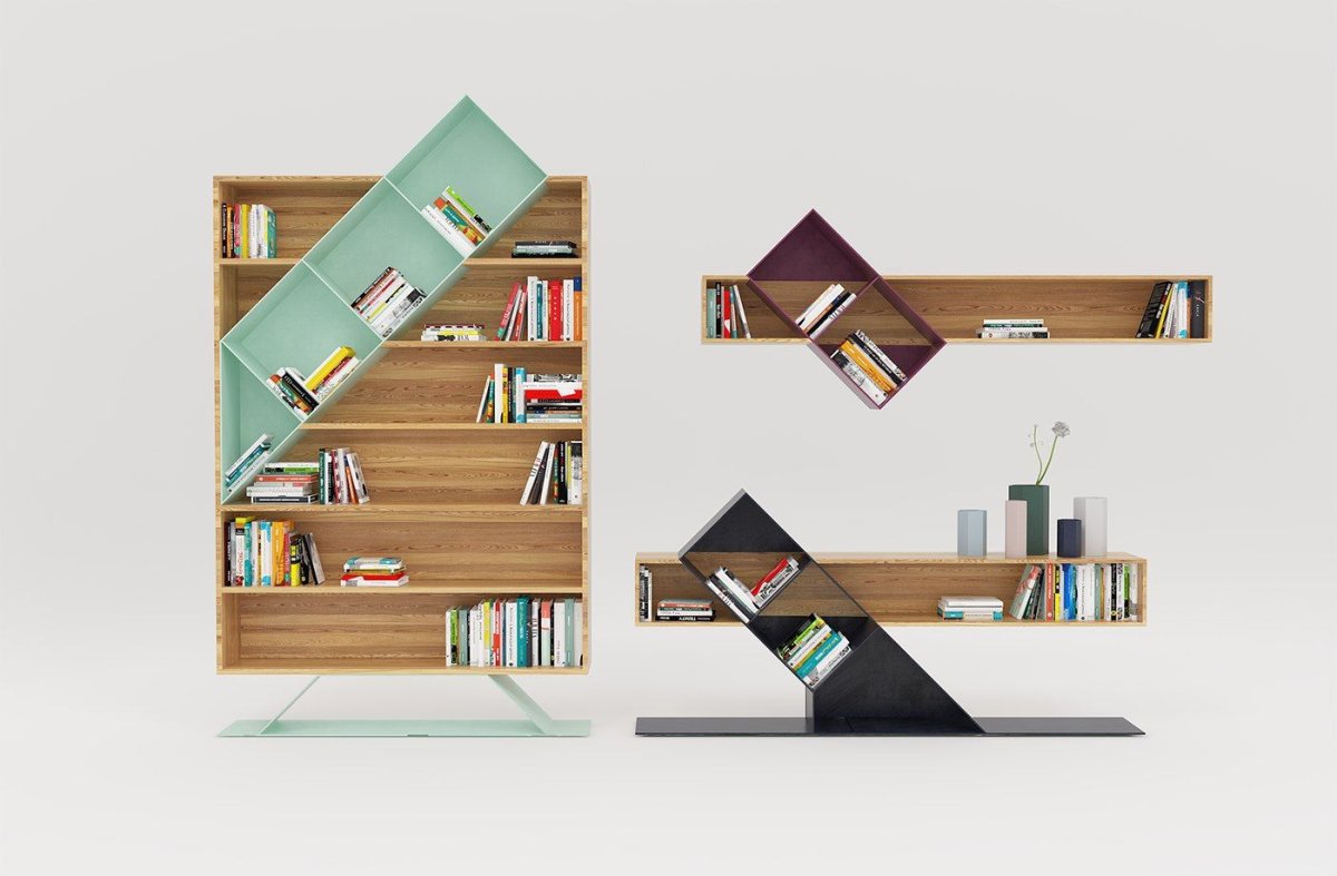 Диагональные книжные полки