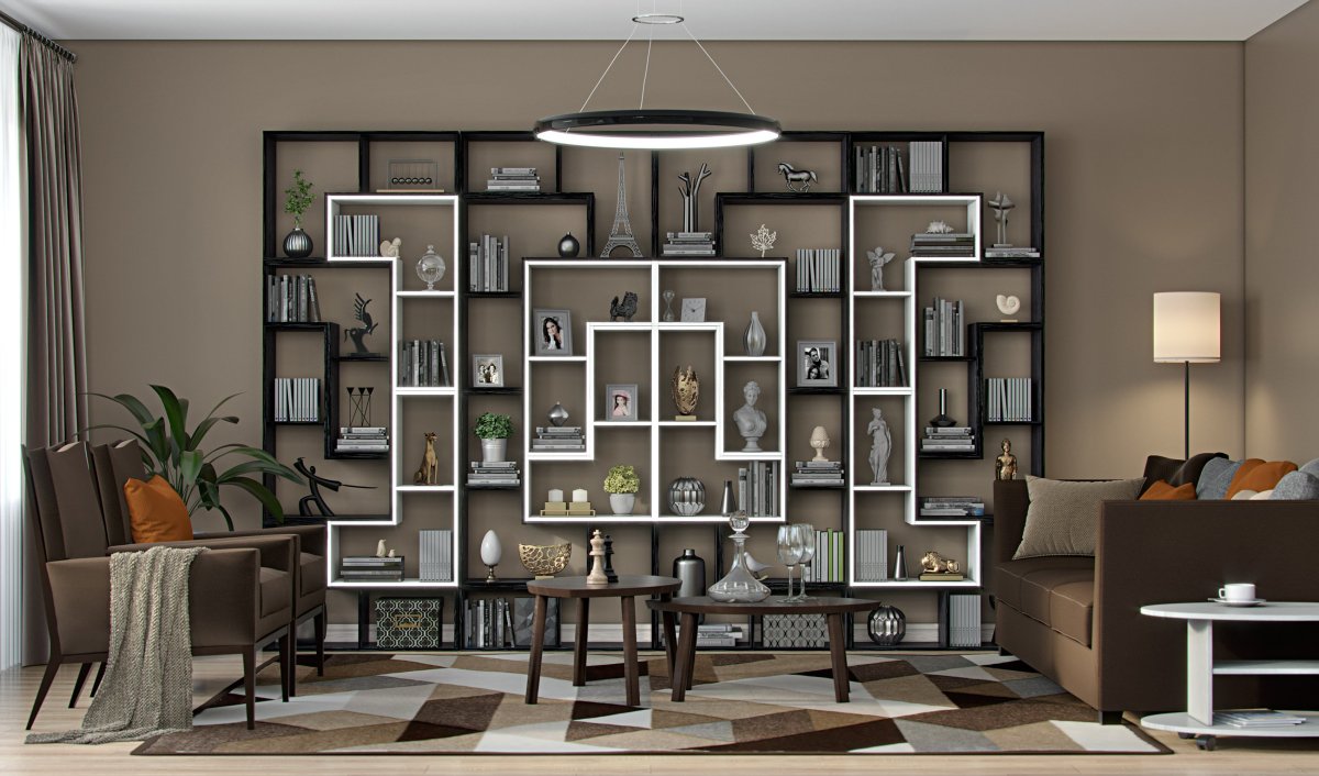 Красивые стеллажи для гостиной