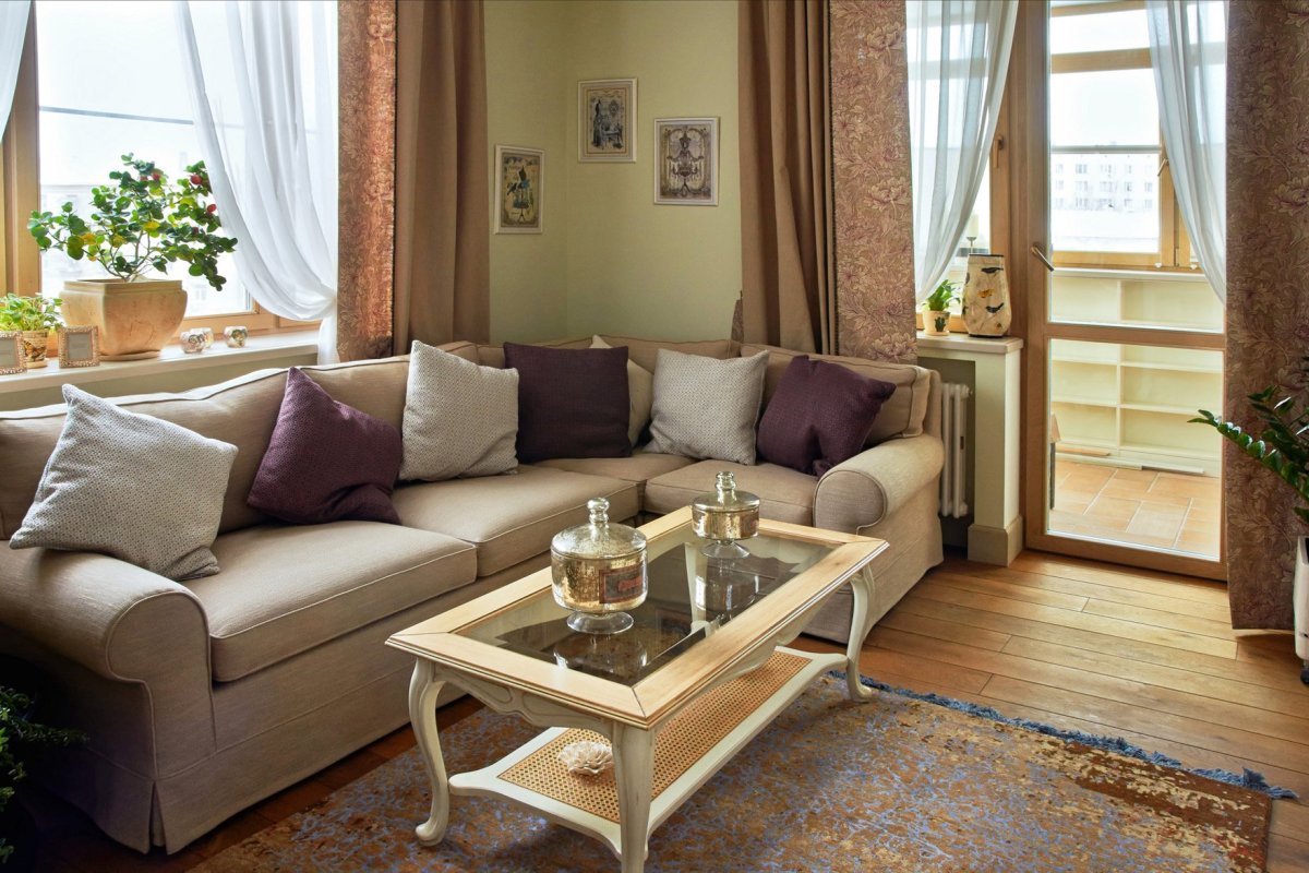 Гостиная с угловым диваном Прованс