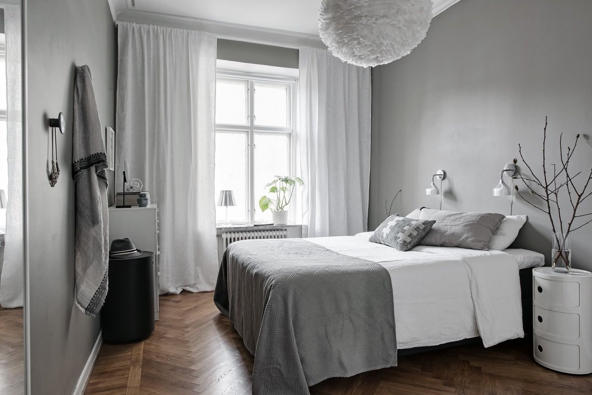 Жемчужно-серый цвет стен