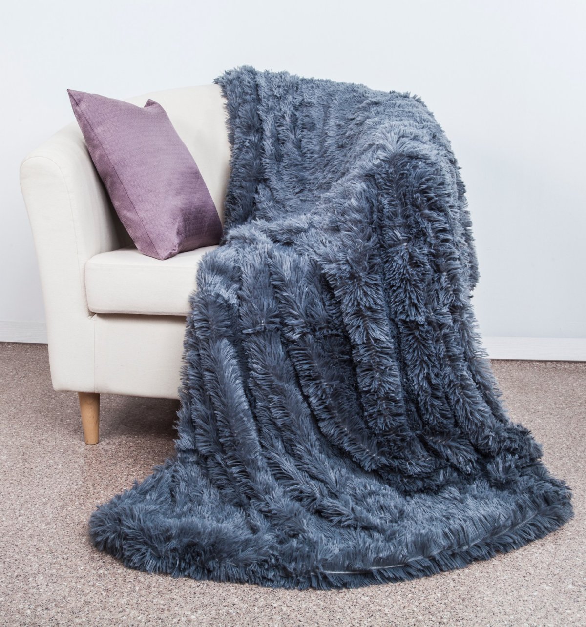 Плед травка серый