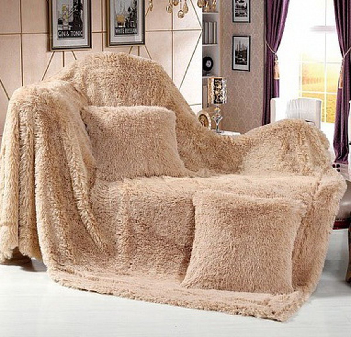 Плед шиншилла бежевый