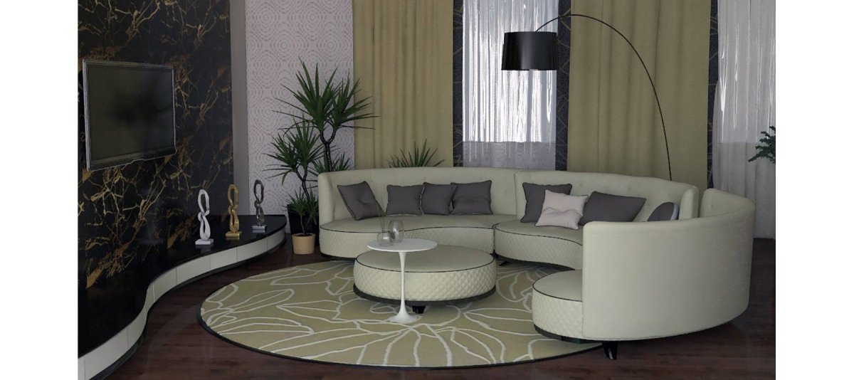 Полукруглый диван кожаный