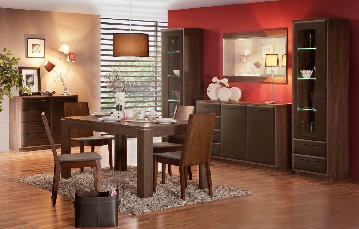 Красно коричневая мебель в интерьере