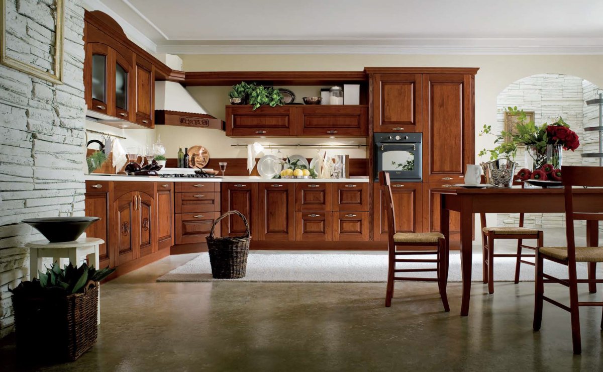 Кухня итальянский орех в интерьере