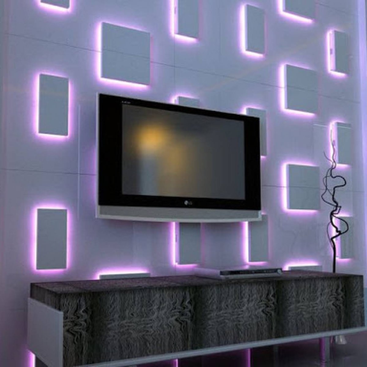 Подсветка стены с телевизором