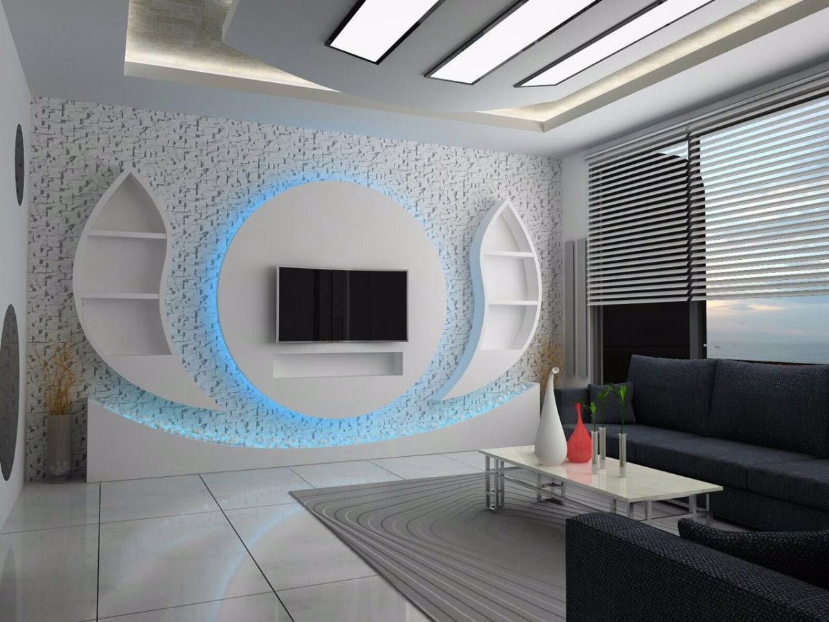 Декор из гипсокартона на стене