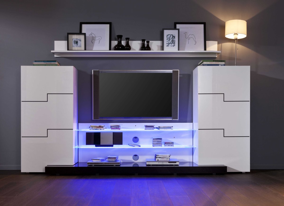 Стенка в гостиную с подсветкой