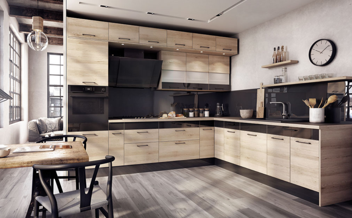 Современная кухня под дерево