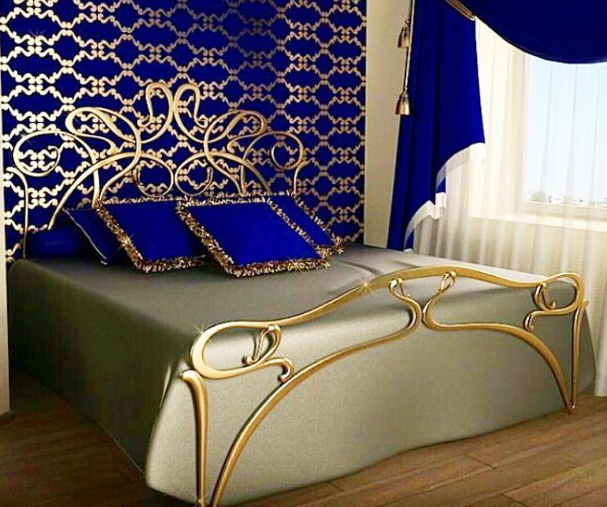 Спальня синий с золотом