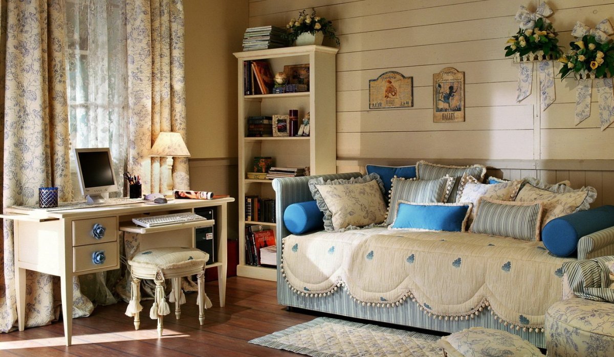 Спальня в стиле Прованс с диваном