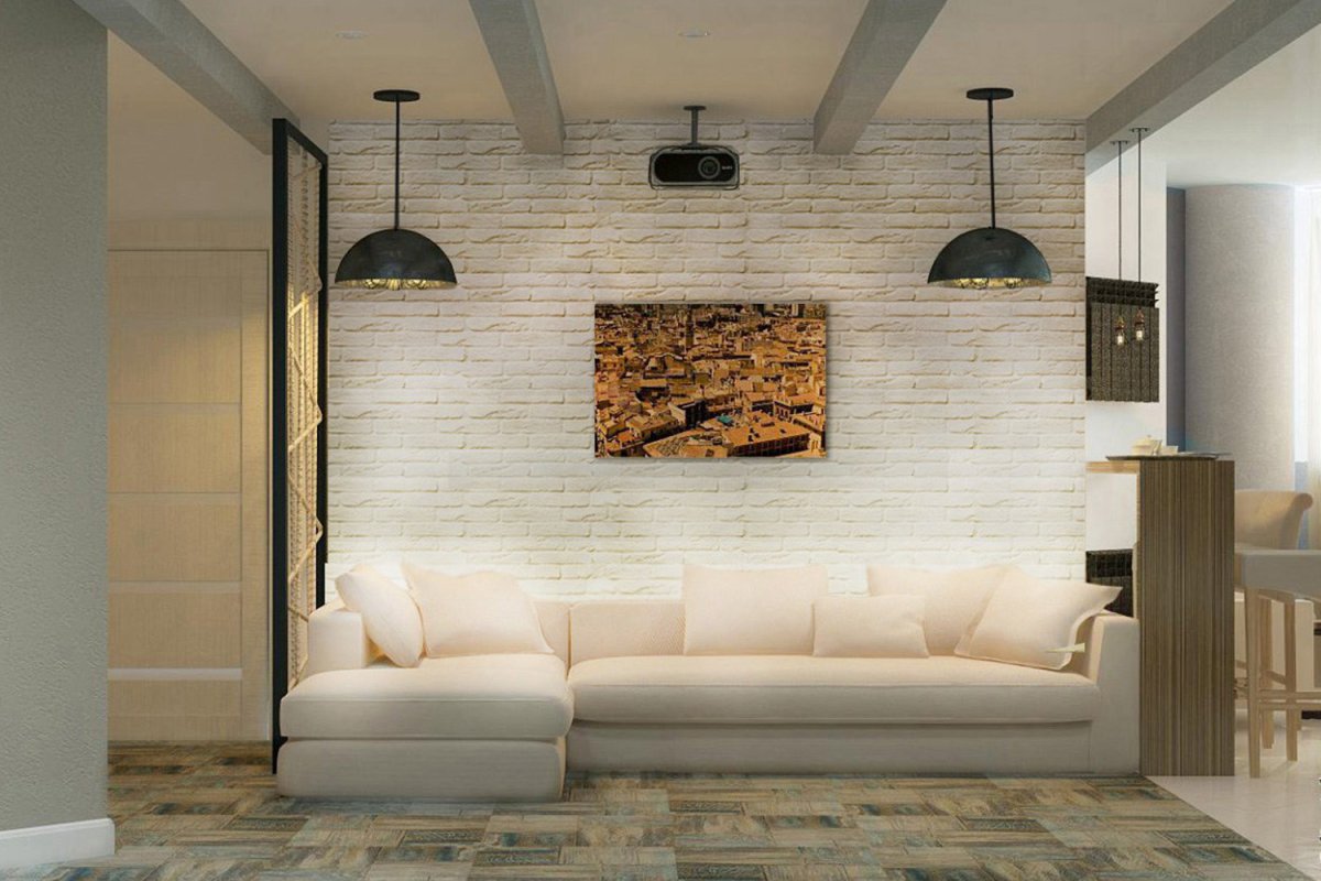 Гостиная в стиле лофт