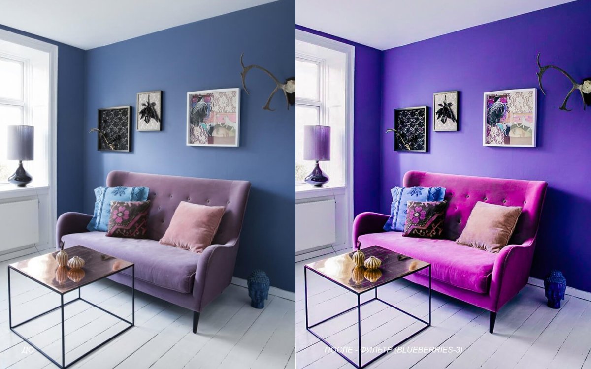 Сочетание василькового цвета в интерьере