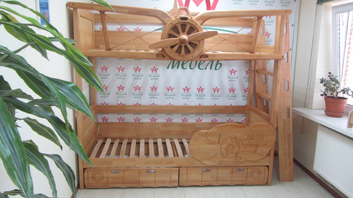 Кровать двухъярусная корабль из массива