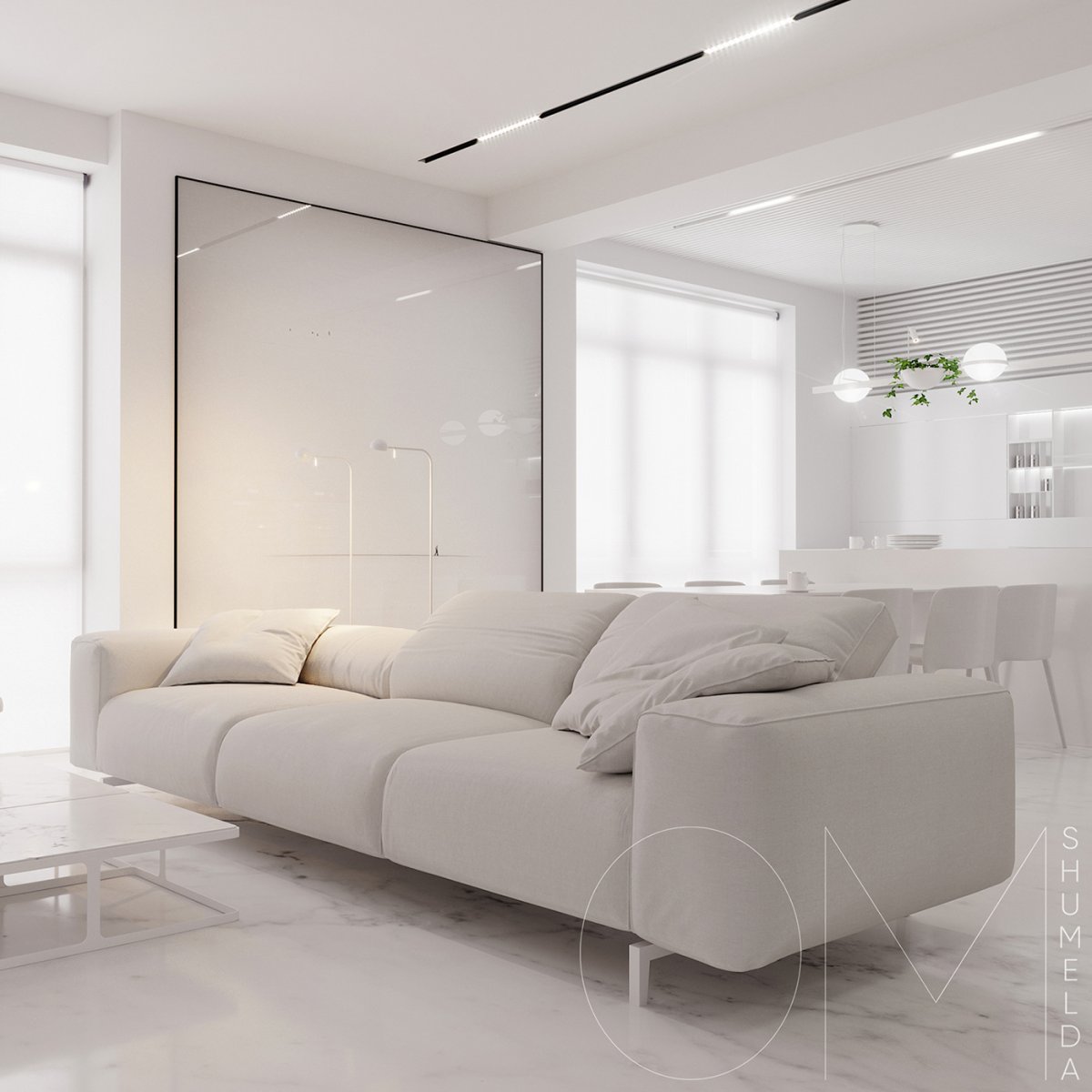 Белый интерьер Минимализм гостиная