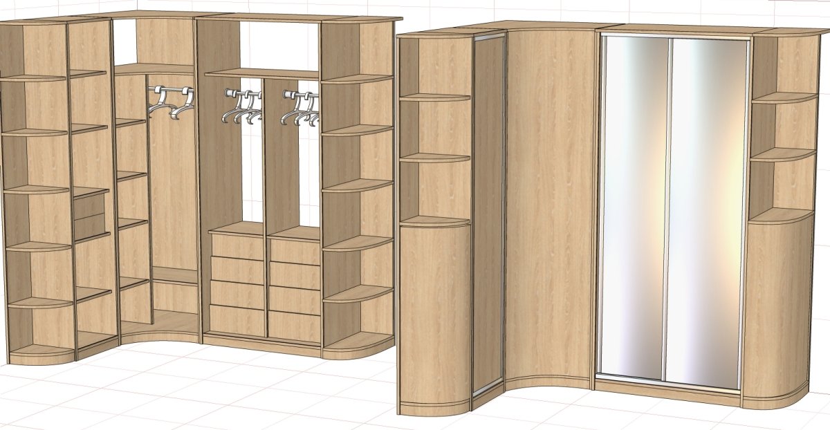 Угловой шкаф-купе в прихожую наполнение