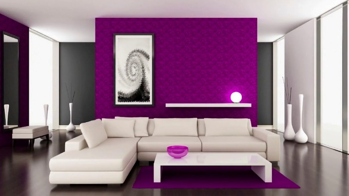 Фиолетовая стенка в гостиную