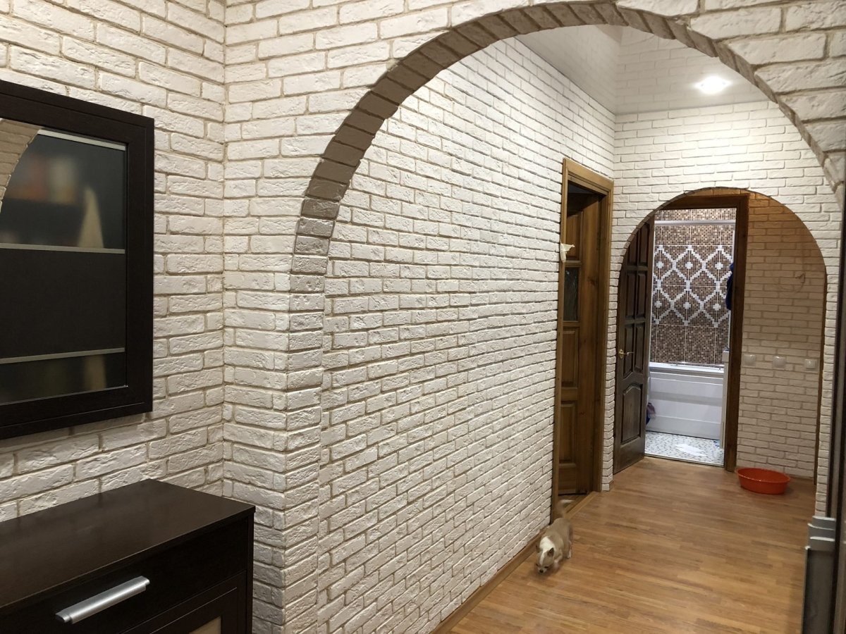 Отделка арки искусственным камнем