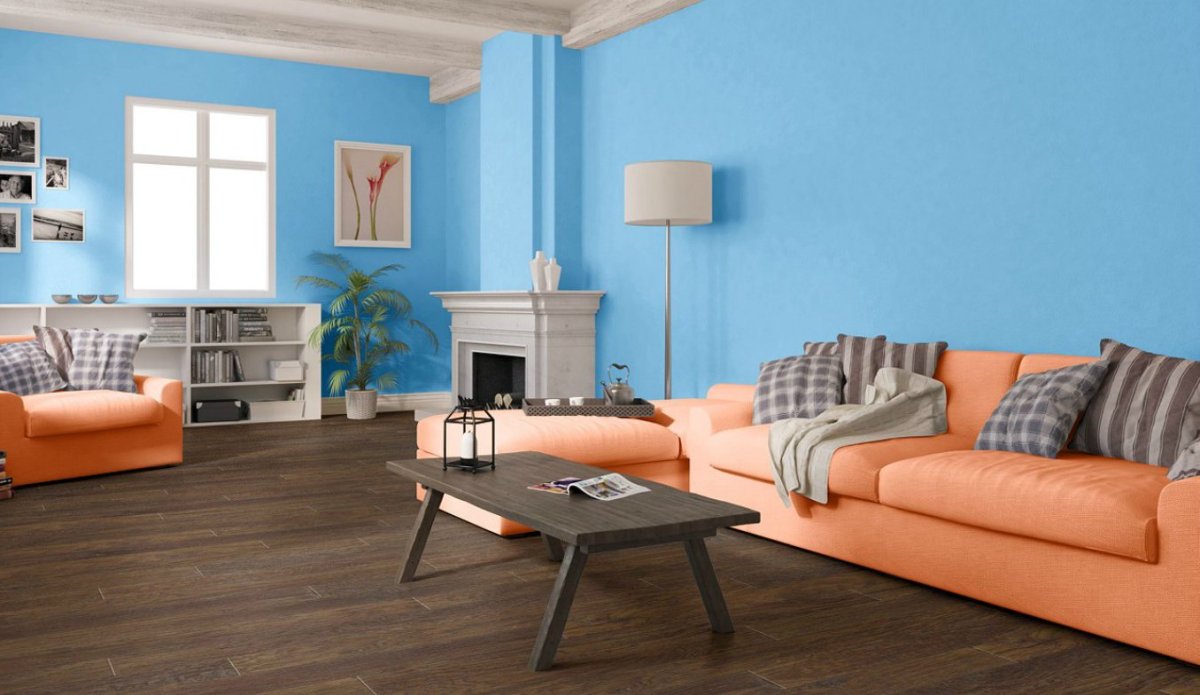 Цвет пола с голубыми стенами