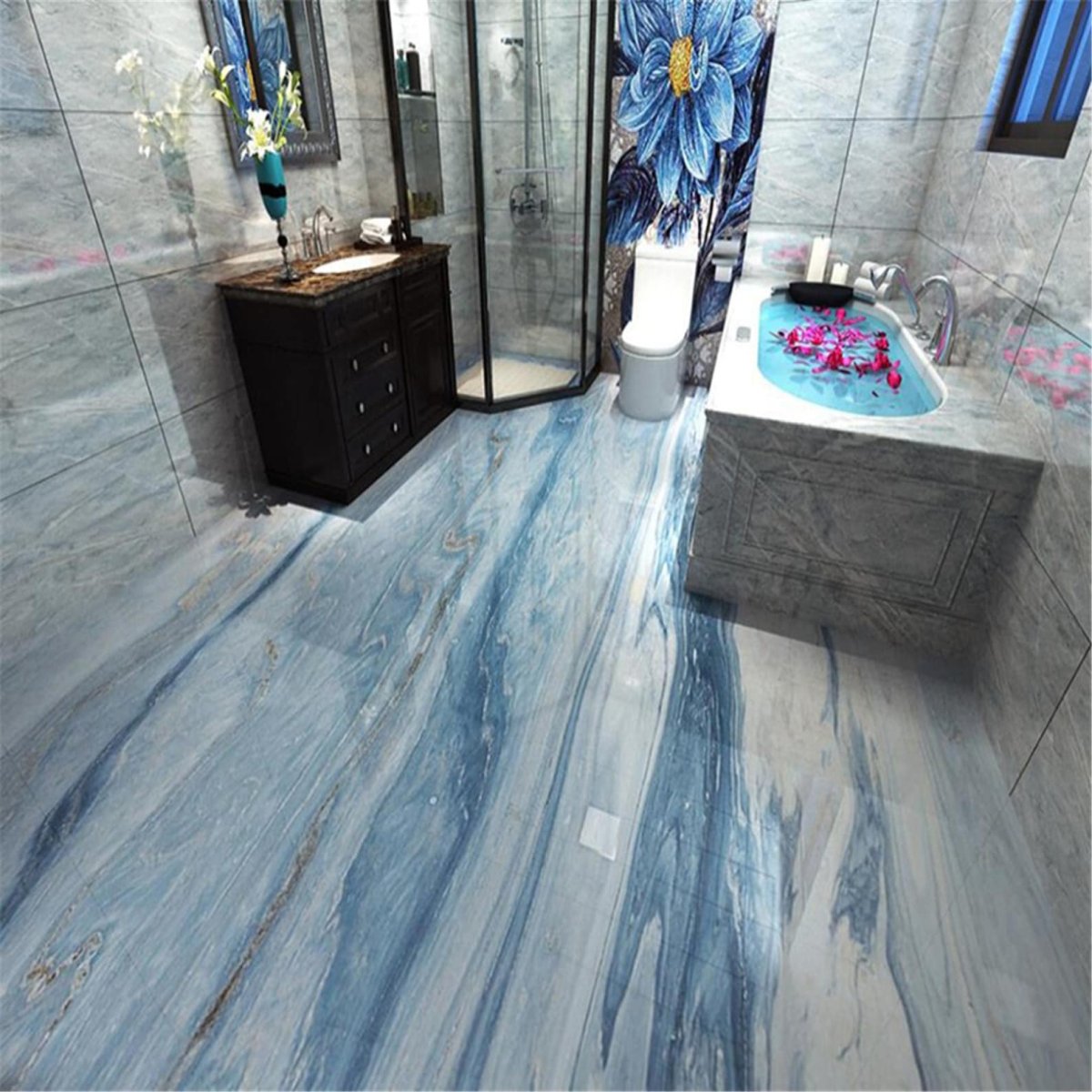 Керамогранит голубой мрамор Creto Onyx Blue